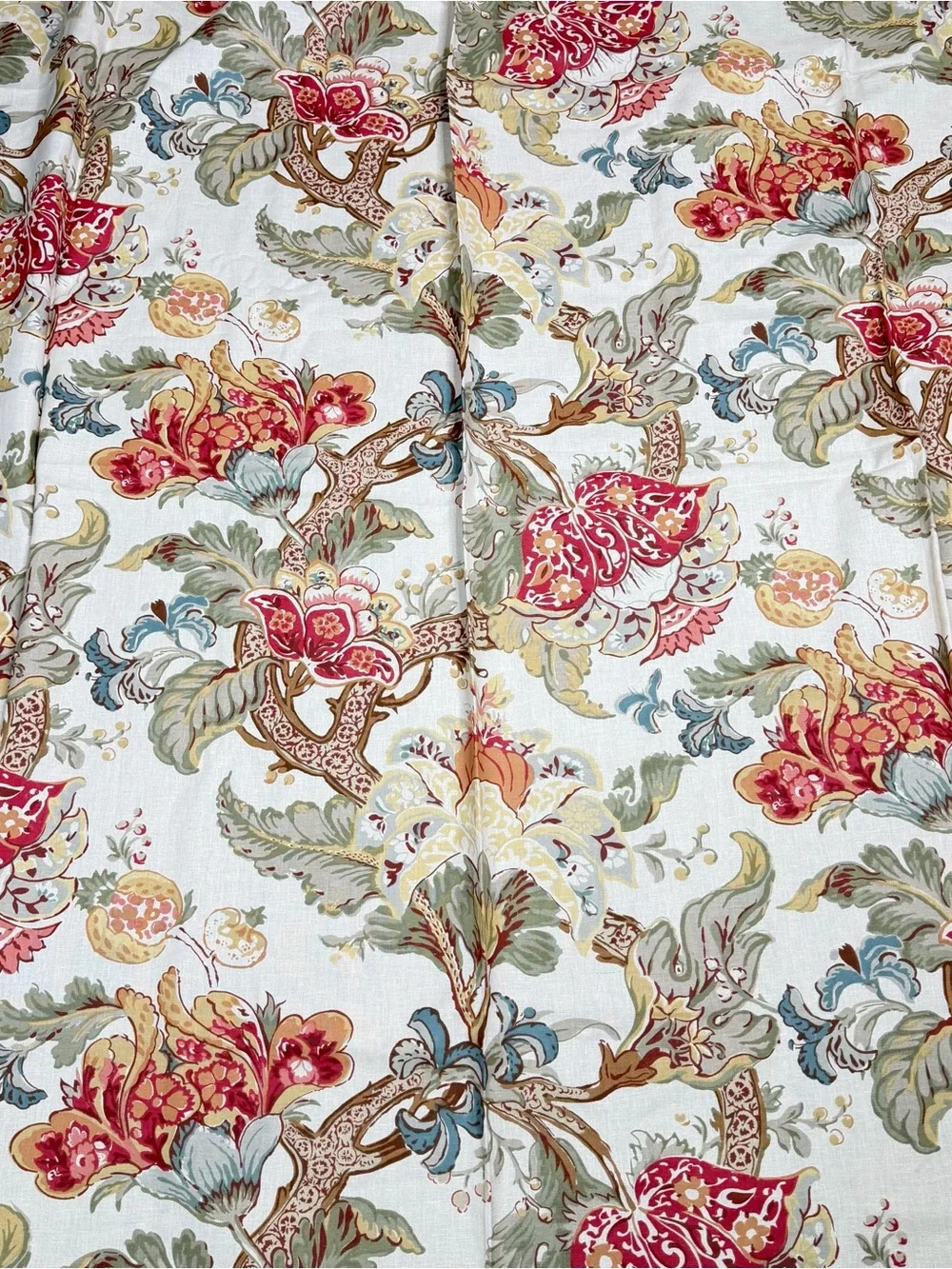 Pottery Barn 72x72 Floral Linen Blend Shower Curtain Graciela Palampore Jacobean